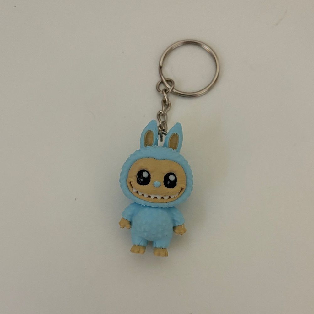 3D Printed Labubu Charming Blue Keychain